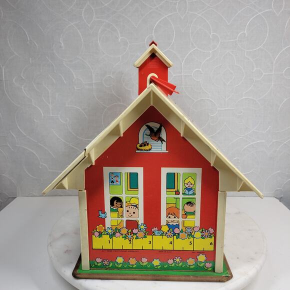 Vintage Fisher Price Play Family School 12" Red 1971 Little People Retro Toy - Picture 3 of 15